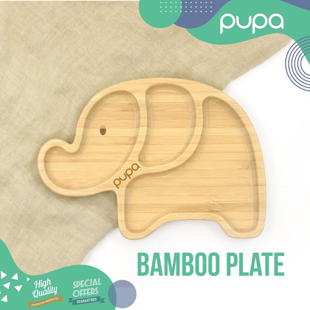 Piring Makan Bayi Bambu Silikon / Baby Bamboo Plate Silicone Suction PUPA