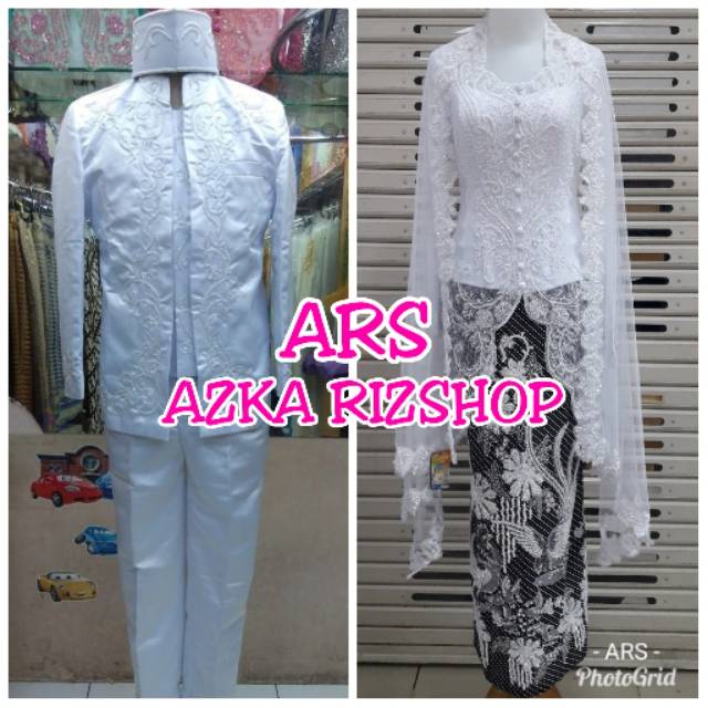 SET KEBAYA AKAD NIKAH PUTIH MODERN + SET BESKAP PRIA AKAD NIKAH BESKAP RESEPSI