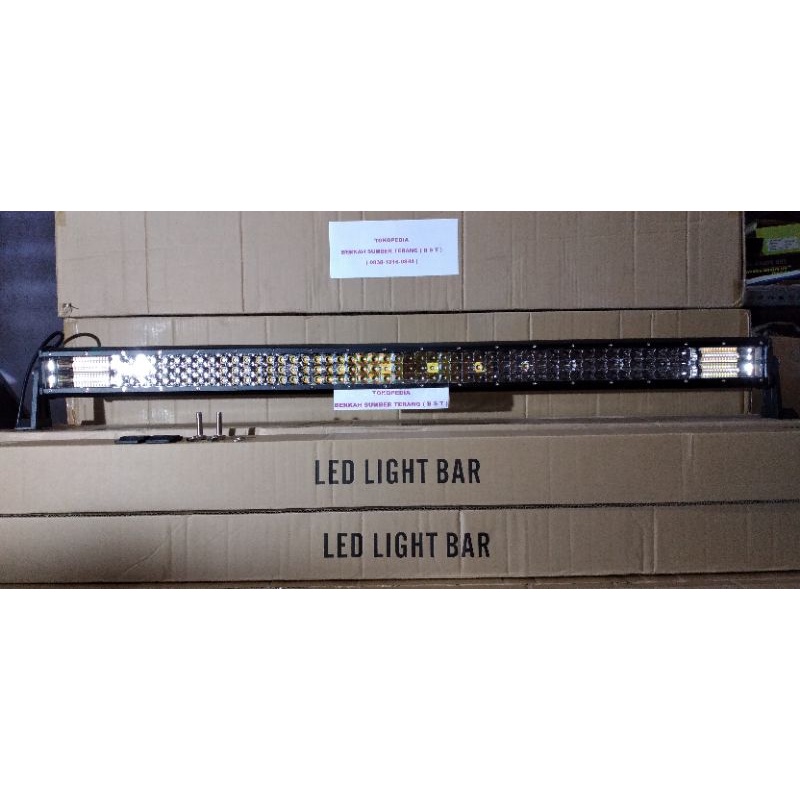 LAMPU TEMBAK LED LIGHT BAR PANJANG 60 CM 80 CM 97 CM 107 CM 120 CM 3 ROW SINAR PUTIH KUNING OFF ROAD