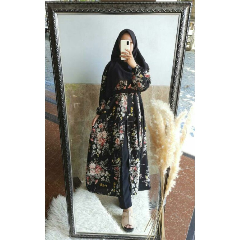 Long tunik monalisa set celana moscrepe