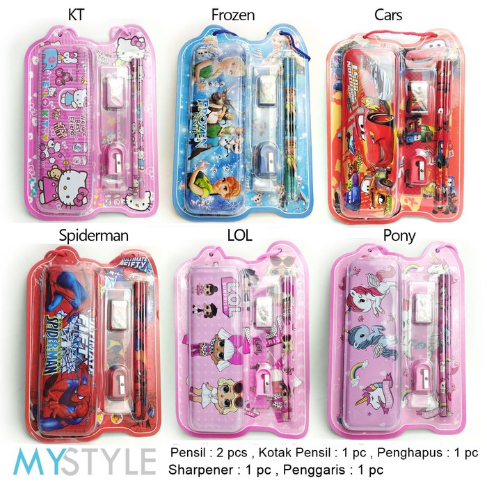 

PAKET ALAT TULIS KOTAK PENSIL SET 5 IN 1 KARAKTER PENSIL SET LOL CARS - KARAKTER CEWEK
