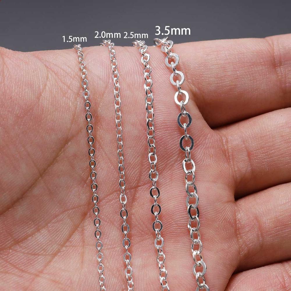 5m / Lot Rantai Kalung Lebar 1.5 2mm Bentuk Oval Bahan Tembaga Warna Silver Gold Untuk Membuat Perhiasan