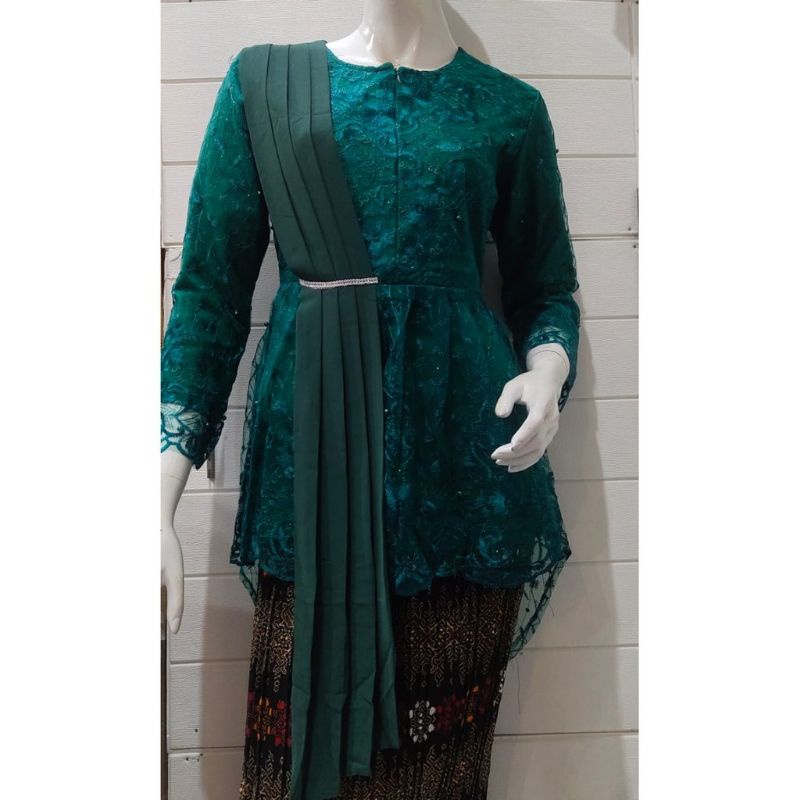 IndahKebaya | HANYA ATASAN / KEBAYA AURORA SELENDANG BROKAT TILLE MUTIARA / WISUDA / KARTINI / AKAD