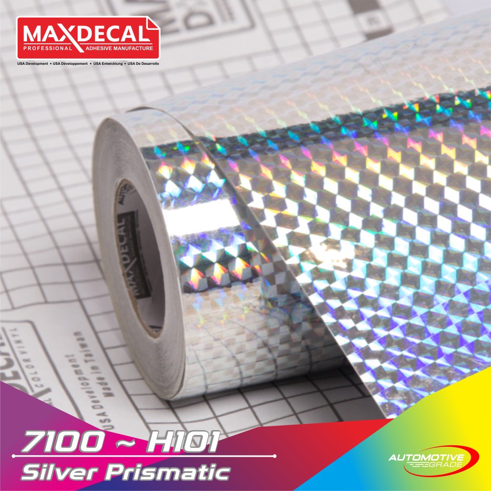 

[METERAN] MAXDECAL H101 Hologram Prismatic Silver 60 cm Vinyl Bahan Cutting Variasi Nomor Huruf