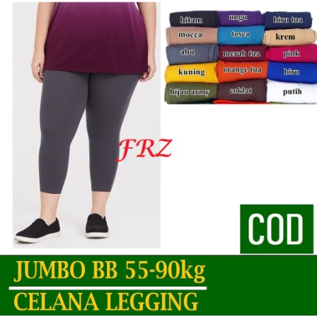 Celana Legging 3/4 JUMBO (BB 55-90kg) Leging Lejing Pendek Wanita Big Size Senam