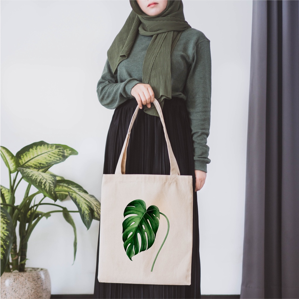 Sevine Tote Bag Kanvas Tas Wanita Fashion Totebag Tropical Aesthetic Series DTF Printing -KTF6