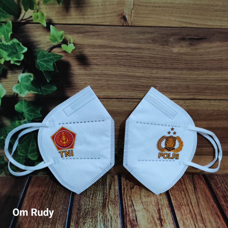 Masker Kn95 Kn 95 5 Ply Warna Putih Logo Tni Polri Earloop