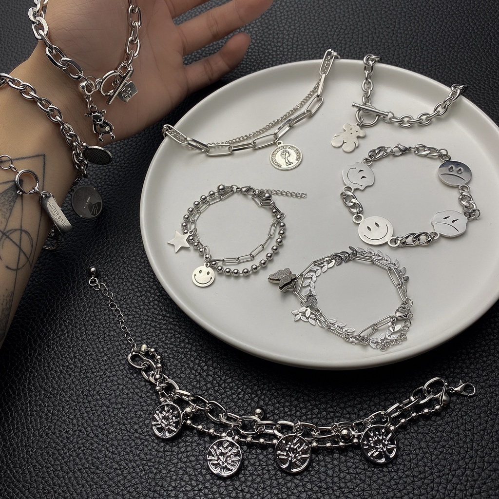 Gelang Bahan Titanium Steel Gaya Hip Hop Untuk Pria Dan Wanita