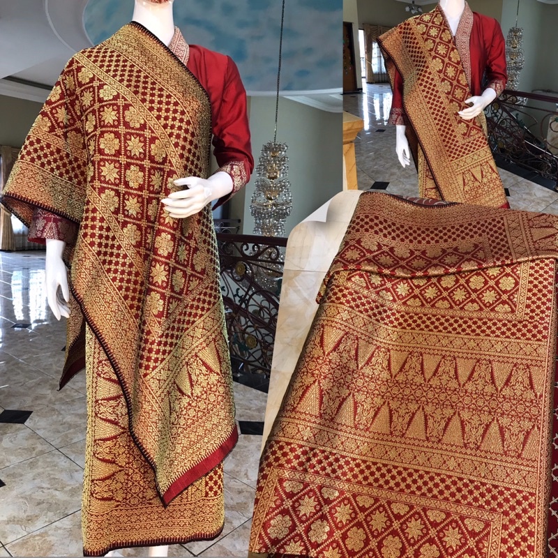 Songket lepus Kandang kristal merah / Songket tenun palembang asli tenun tangan ilham songket