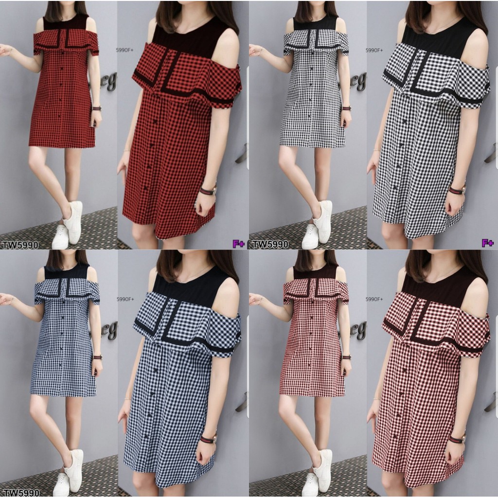 *[HNFK] Dress Isyana / Dress Korea Casual / Dress Kotak Kotak / Dres Wanita / Dress Wanita Casual Dres / Pakaian Wanita