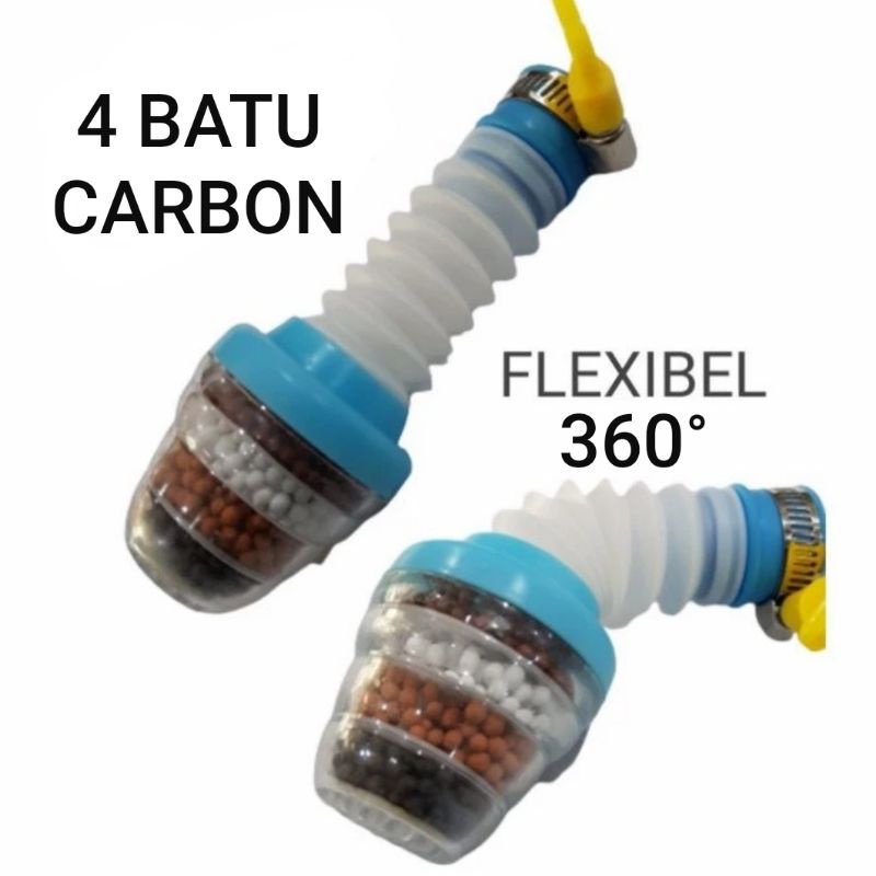 Filter Air Keran 4 Batu Carbon Fleksibel Sambungan Kran 6x Penyaringan