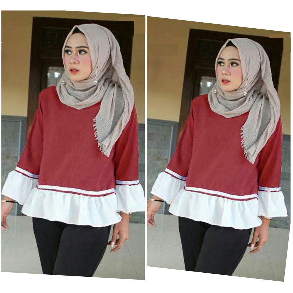 HOPYLOVY - Blouse Atasan Wanita bahan Katun Leza