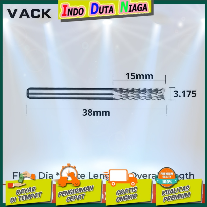 VACK Mata Bor Tungsten Carbide Drill Bit 3.175x15x38mm - R2