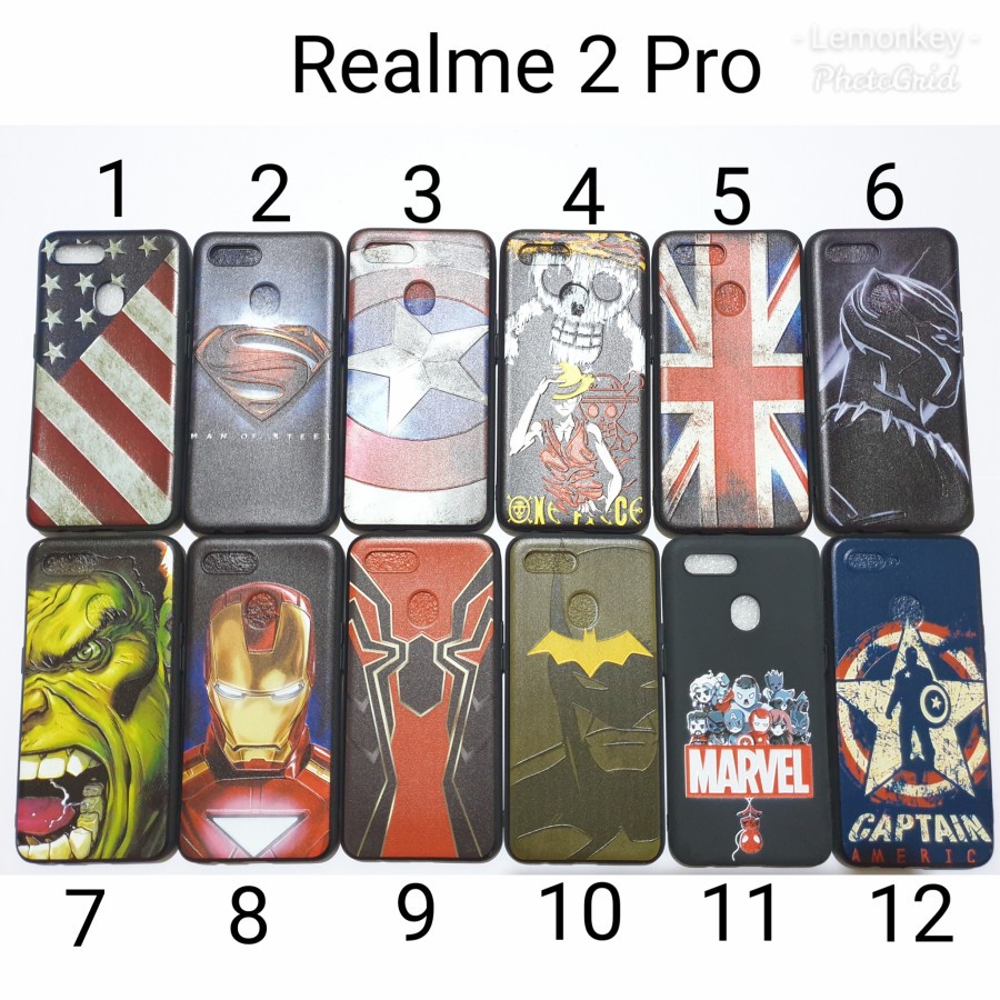 Case Hitam Superhero Oppo Realme 2 Pro / Soft Case Oppo Realme 2 Pro