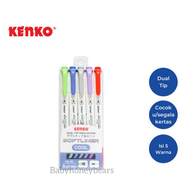 

Kenko Textliner Softliner Cool Dual Tip Highlighter 5 Warna