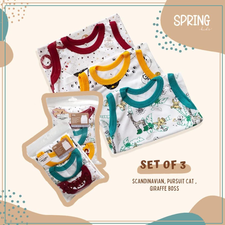 Singlet Bayi Celana Pendek Bayi Set of 3 SPRING KIDS