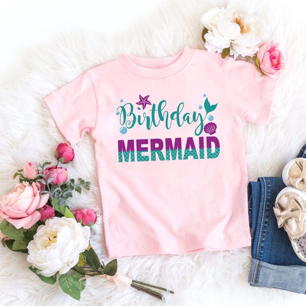 MYSTIQUE.ID-BAJU KAOS BIRTHDAY MERMAID T-SHIRT LUCU DAN AESTHETIC