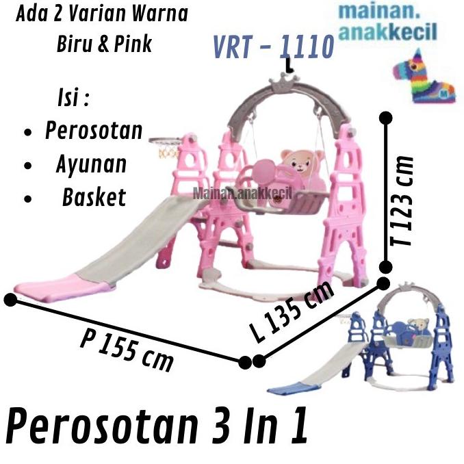 Mainan Anak Perosotan Dan Ayunan / Ring Basket /Perosotan 3 In 1