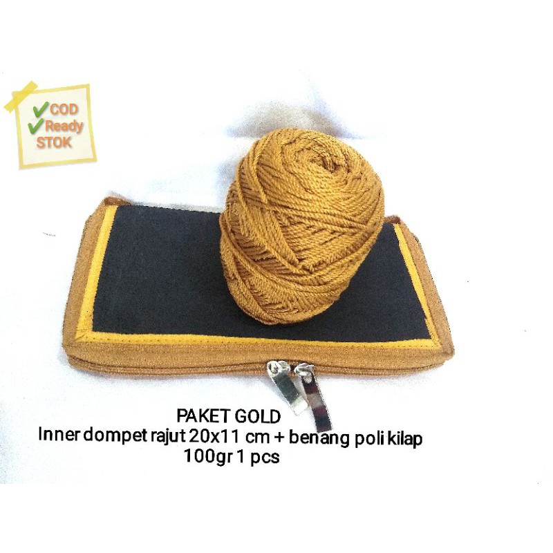 Paket Inner Dompet Single Reslt 20x11cm dan Benang Polyester 1 gulung