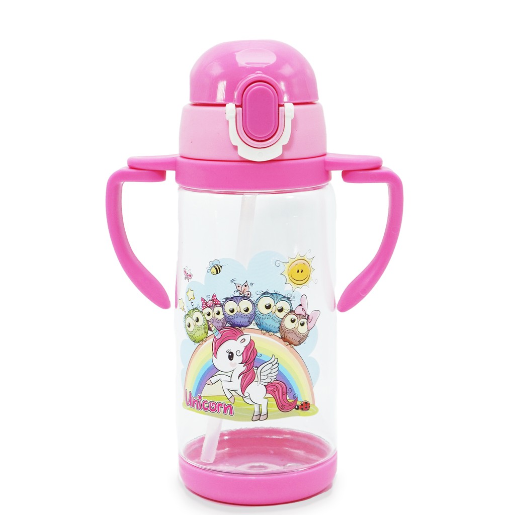 Botol Minum Sedotan Water Bottle Botol Air Lucu untuk Anak Portable Cute Biru dan Pink