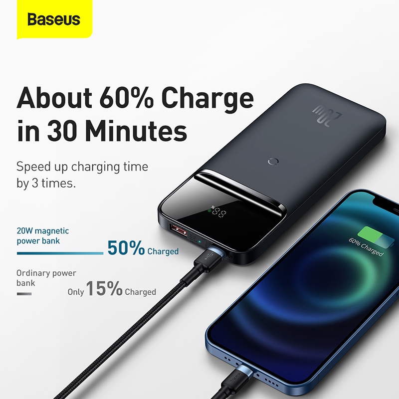 Baseus Original Powerbank Magnetic 20W Wireless Magsafe Iphone 12 13 Fast Charging Charge Ori 20 Watt Magnet Power Bank