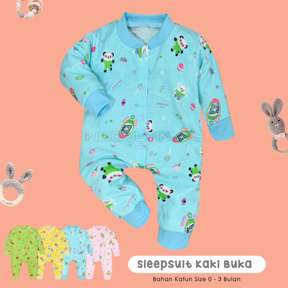 1 Pcs Jumper Bayi Kaki Terbuka Sleepsuit Kaki Buka 100% COTTON BC-031KK Jumper Bayi Jumpsuit Jumsuit Panjang Bayi Baju 0-3 Bulan Baju Tidur Bayi Anak Piyama Bayi Setelan Baju Bayi Lengan Panjang Laki-Laki Perempuan