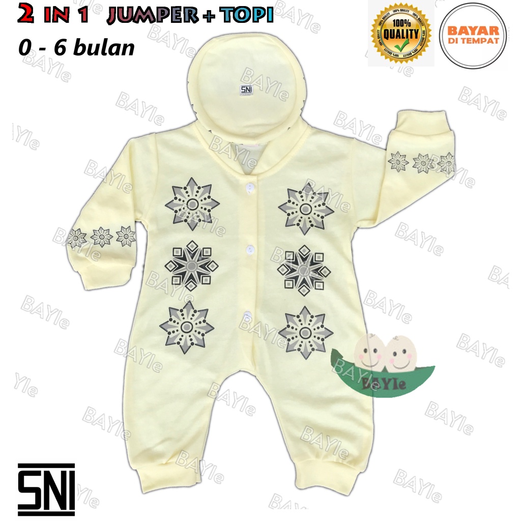 BAYIe - Baju Koko/Muslim+Kopiah/Peci Anak/Bayi Laki-Laki JUMPER/Hansop/Romper LITTLE SNI 0-6 bulan-KUNING