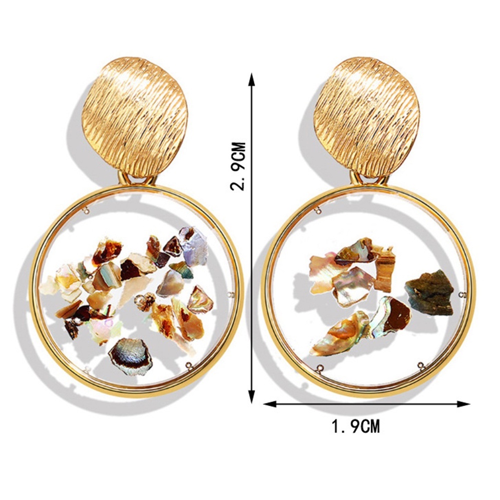 Hu Hu Hu Hu Hu Alat Bantu Pasang Kacamata♡ Anting Tusuk Gantung Desain Geometri Trapesium + Kulit Kerang Untuk Wanita