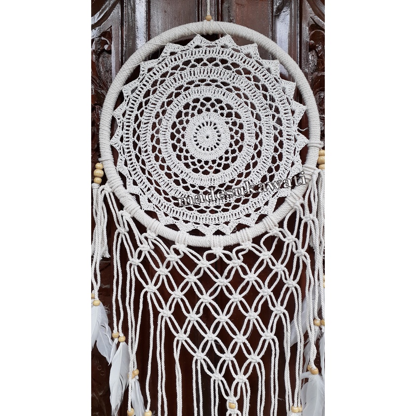 Dream catcher sulam rajut diameter 32cm dekorasi hiasan gantung