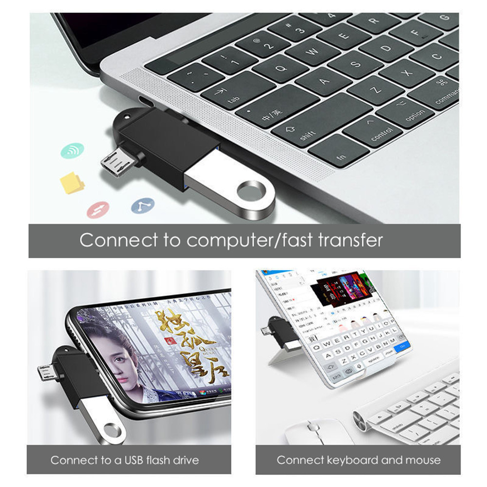 MQ OTG Type C Adapter 2 In 1 Micro Usb C 3.0 Flash Disk Dan Mouse Konektor Untuk Android Smartphone