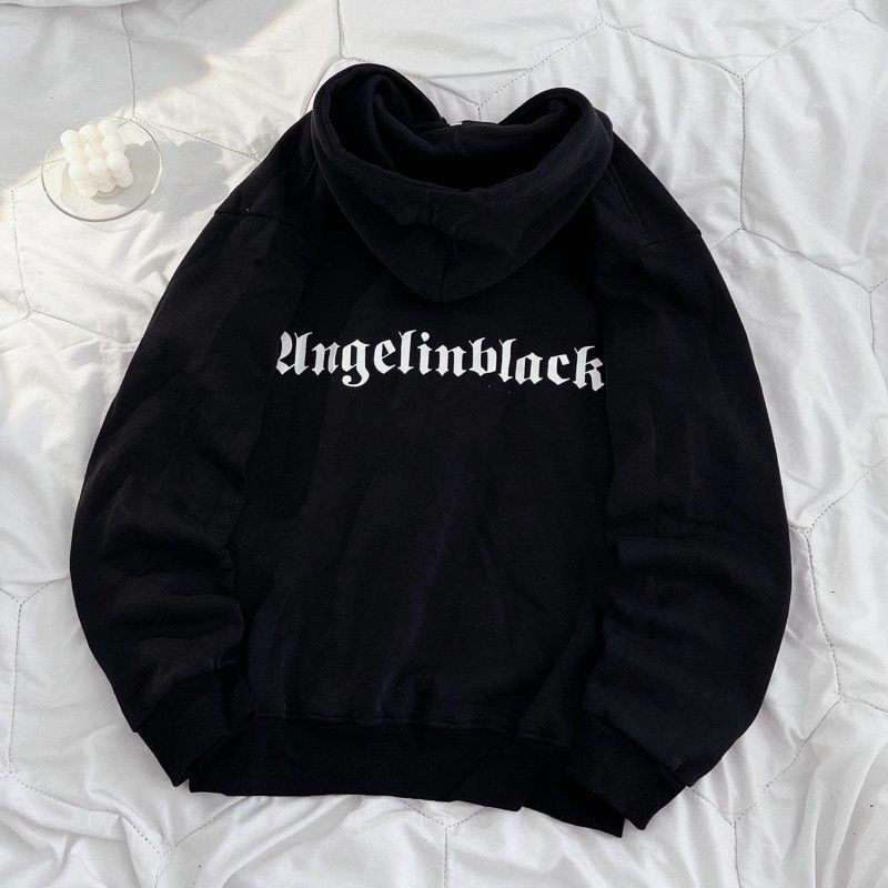 Hoodie BIGSIZE (S - 6XL) ANGEL IN BLACK Jaket Jumper Unisex Oversize Black Street Wear Jumbo Fleece S M L XL 2XL 3XL 4XL 5XL 6XL