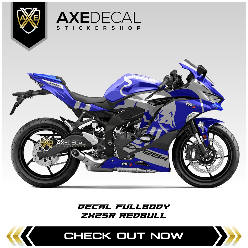 Decal Fullbody ZX25R Redbull Stiker Motor Kawasaki Ninja ZX 25 R Custom Red Bull