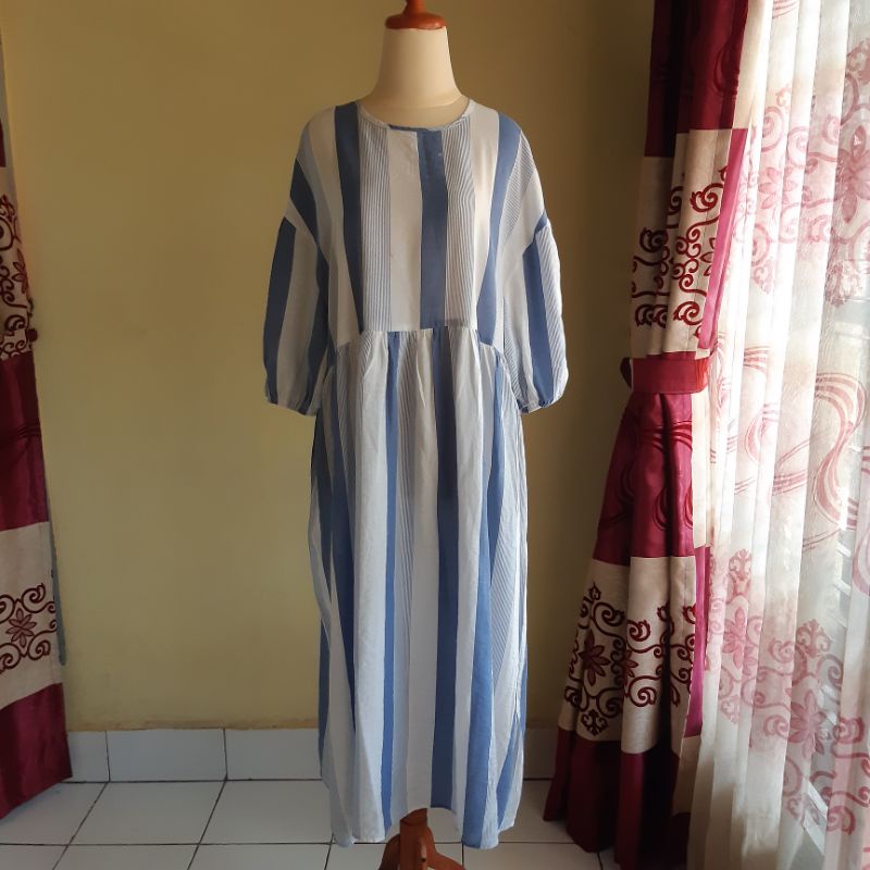 DRESS JUMBO SIZE SIFON SALUR BIRU
