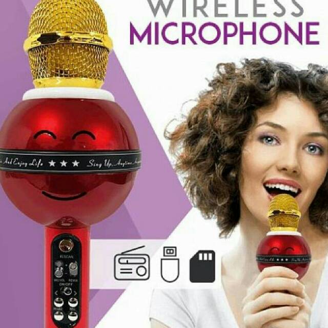 MIC BLUETOOTH ORIGINAL FLECO WS878/MICROPHONE HIFI SPEAKER SMULE WIRELESS/MIKROPON KARAOKE PORTABLE