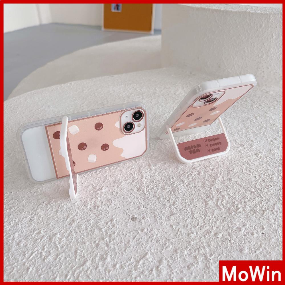 iPhone Case Acrylic Invisible Folding Stand Silicone Soft Case Shockproof Camera Cover Brown Pearl Milk Tea Compatible For iPhone 11 Pro Max 13 Pro Max 12 Pro Max 7Plus xr XS Max