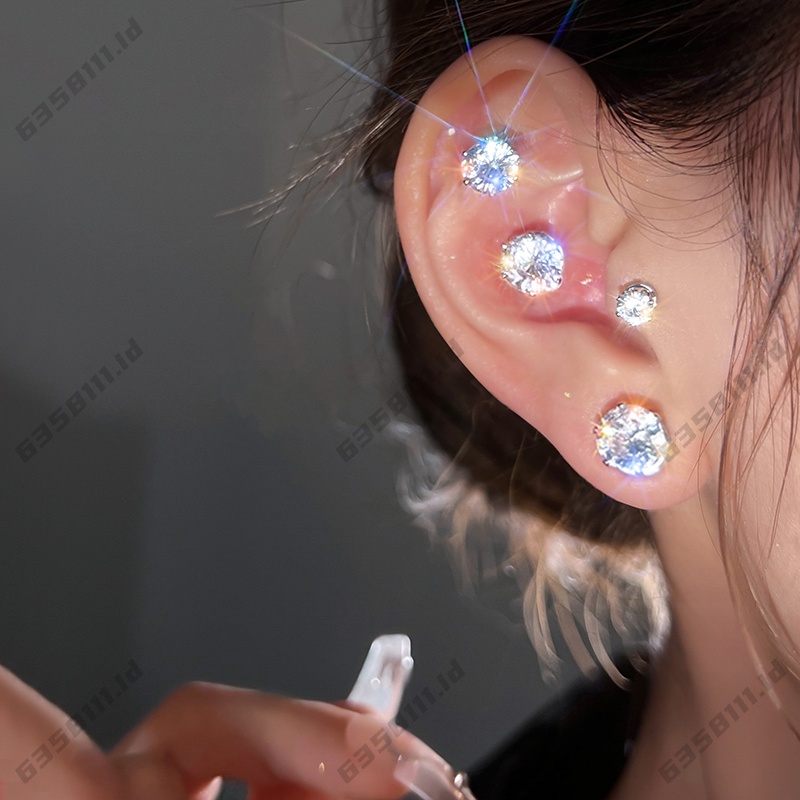 Anting clip on magnet Single non Berlubang Untuk Wanita Dan Pria Aksesoris Berlian glitter Korea