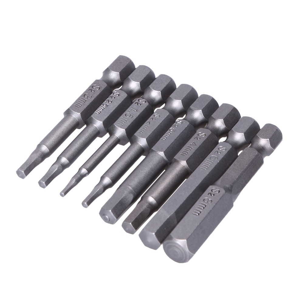 8Pcs 50mm 1 / 4 Inci Mata Obeng Hex Shank Magnetic Hex Shank astarit.id