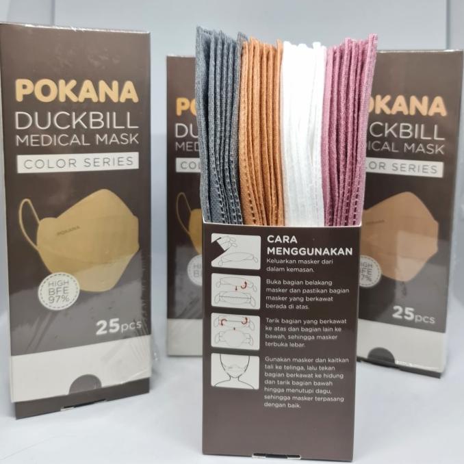 Masker POKANA Duckbill MIX COLOUR LIGHT isi 25 pcs 45-captikus Berkualitas