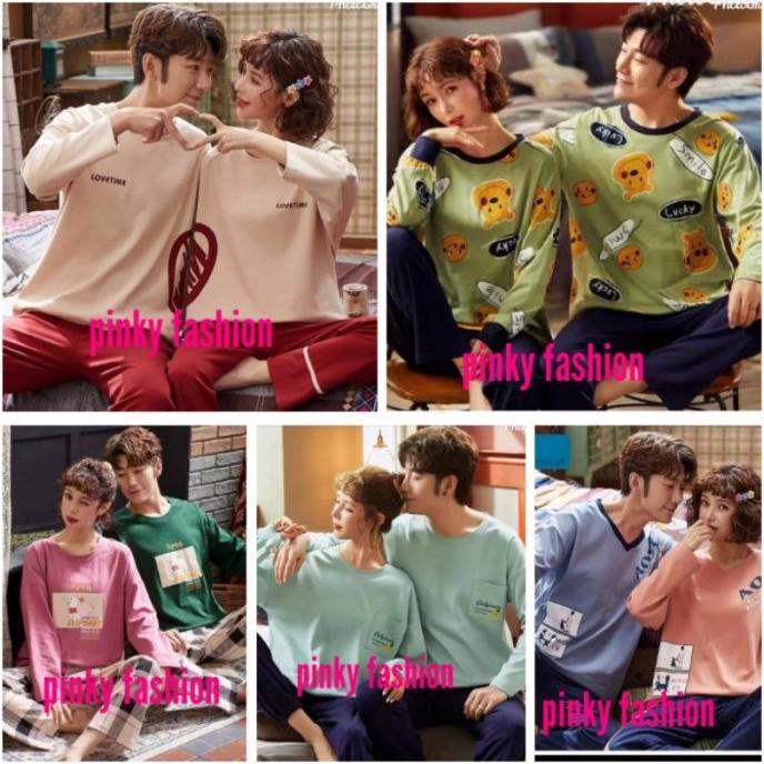 Pria Couple Baju Panjang Lengan Tidur Kaos Panjang Baju Piyama Wanita Hwqk215O63