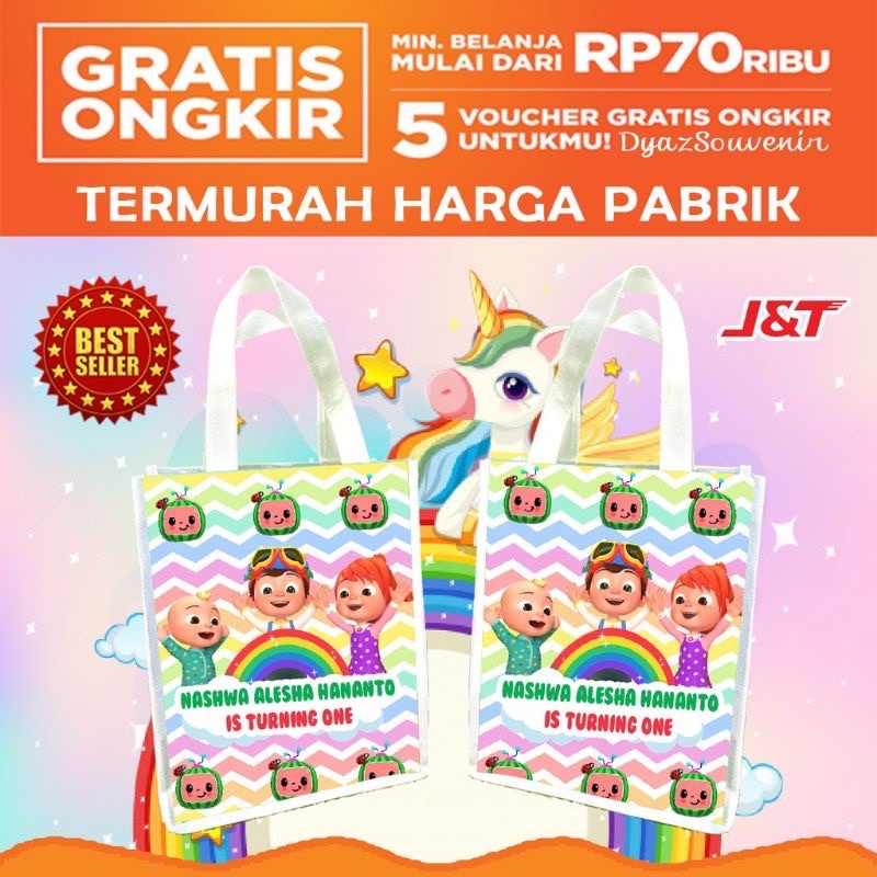 

tas souvernir cocomelon goodiebag birthday custom kids tas kado tas mika tas anak tas hampers