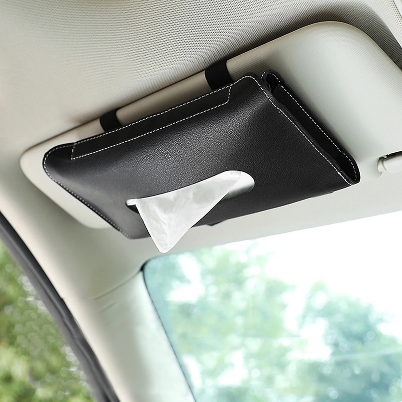 Three Colors Multifunctional Car Sunshade Tissue Bag PU Leather Storage