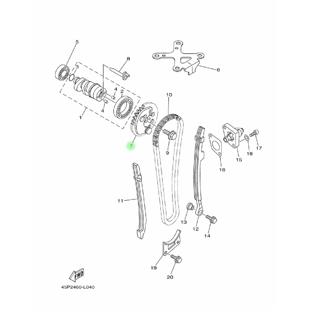 GIR GEAR GIGI SENTRIK RANTAI KETENG TIMING DECOMPRESSION ASSY  BYSON LAMA KARBU ORI 45P-E2280-10