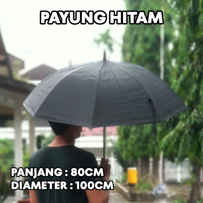 Payung Hitam / Putih/ Transparan Korea Jepang Black Umbrella Kualitas Bagus  ibz