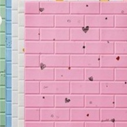 (PROMO) Jakarta_Aksesoris Wallpaper Dinding Foam 3D Motif Batu Bata / Walpaper Dinding Foam High Quality (COD)-BATA HEART PINK