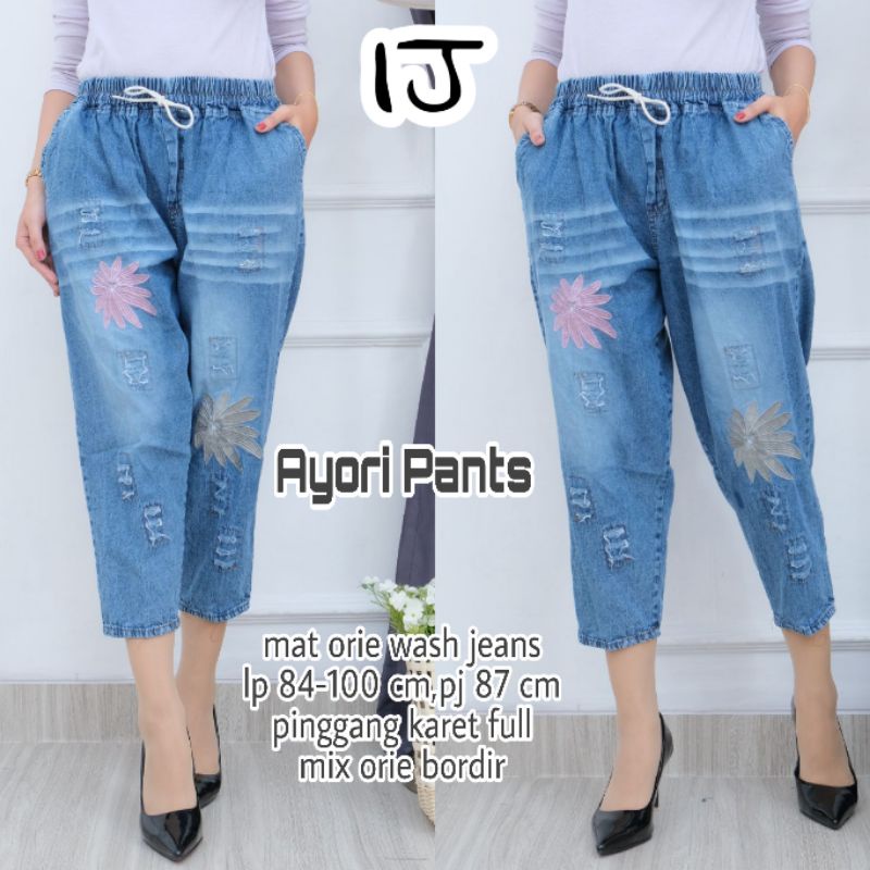 Celana Begy Pants Jeans Jumbo Bordir 7/8