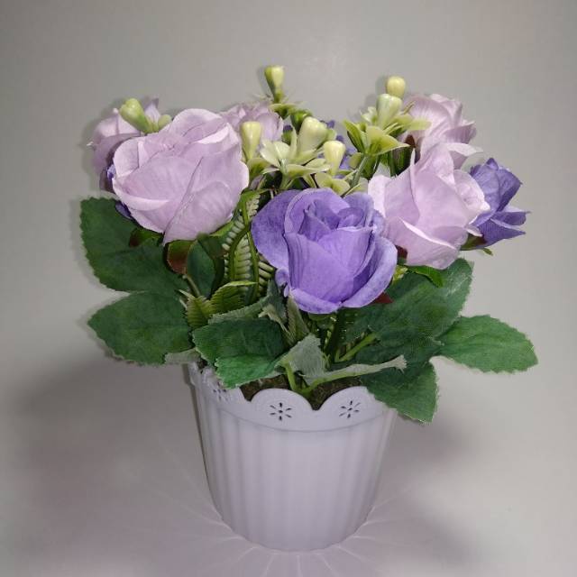 Bunga snowflake rose/bunga palsu/bunga plastik/tanaman hias/dekorasi/pajangan/kembang plastik