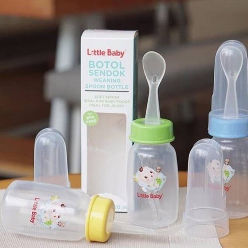 Little Baby Botol Sendok Weaning Spoon Bottle 120ml Botol Sendok Bayi Dengan Sikat Botol