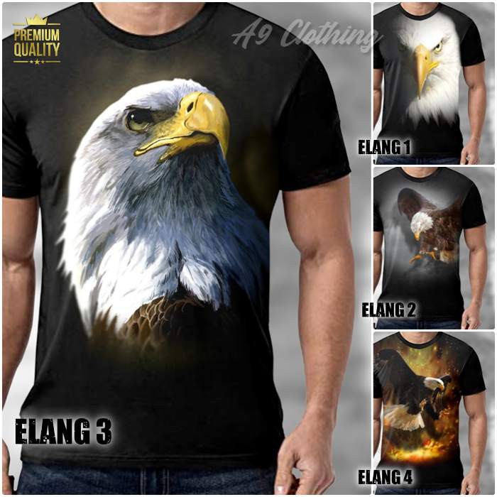 KAOS ELANG RAJAWALI T-Shirt Distro Pria Anak Baju Gambar Burung Elang Falcon Bald Eagle Premium