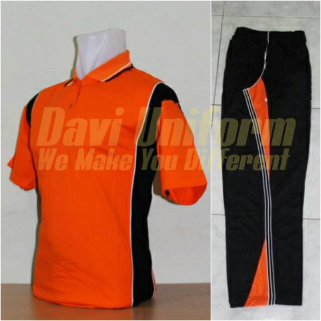 Kaos Trening / Setelan Training Olahraga Lengan Pendek / Seragam Olahraga Warna Orange