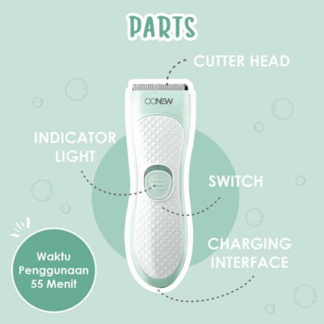 Oonew Hair Clipper Cutter Waterproof ( TB1924) - alat cukur baby anak dewasa